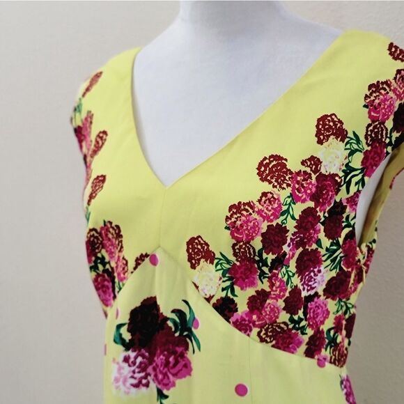 MARC JACOBS Polka Dot & Floral Print Romantic Retro Silk Midi Sunny Dress Size 6 - Picture 5 of 11